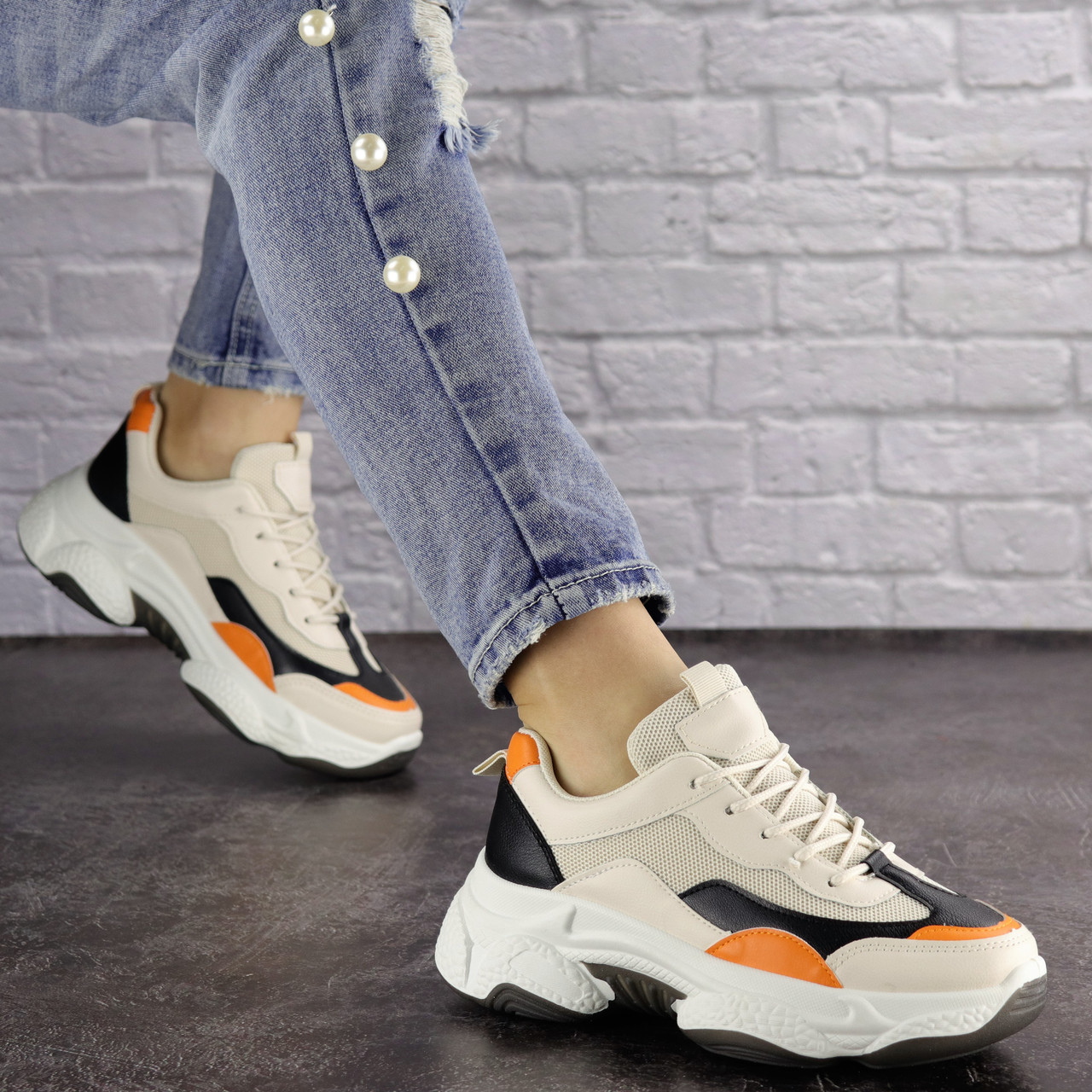 

Женские кроссовки Fashion Bailey 1576 39 размер 24 см Бежевый
