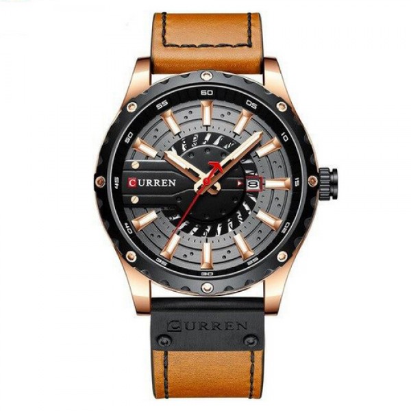 

Мужские кварцевые часы Curren Brown наручные классические на кожаном ремешке + коробка (1008-0272)