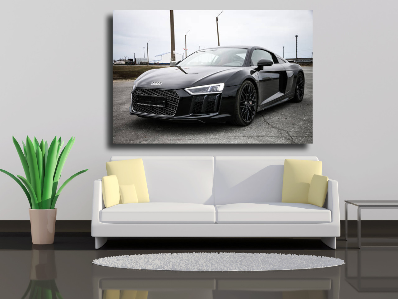 

Картины на холсте Черный спортивный автомобиль Audi R8 120х80