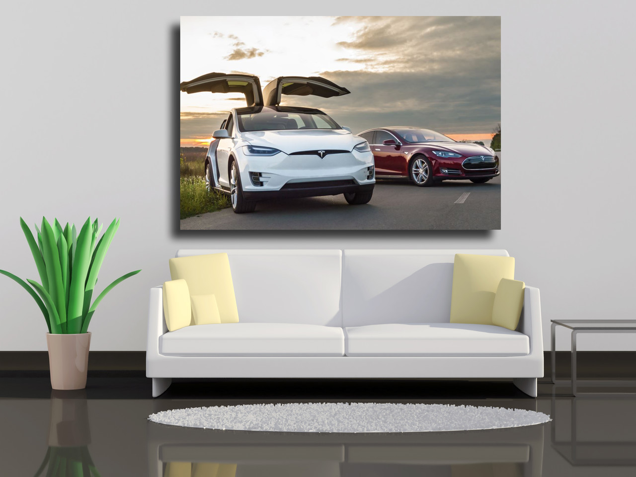 

Картины на холсте Электромобили на дороге 120х80