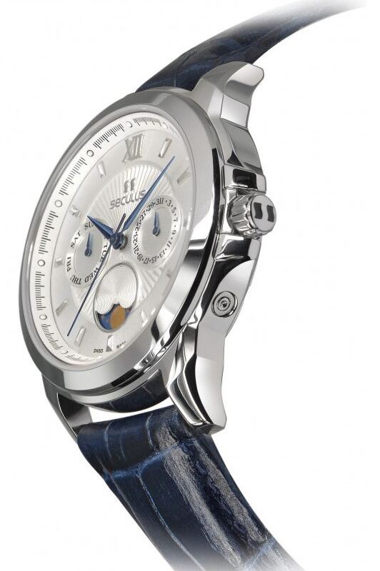 

Мужские наручные часы Seculus 1004G.4.706 white, ss, blue leather