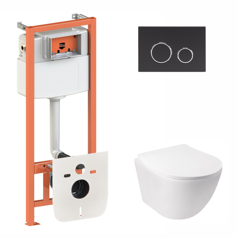 

Комплект Qtap инсталляция 3 в 1 Nest QT0133M425 с панелью смыва круглой QT0111M11V1146MB и унитаз с сиденьем Jay QT07335176W (SD00043006)