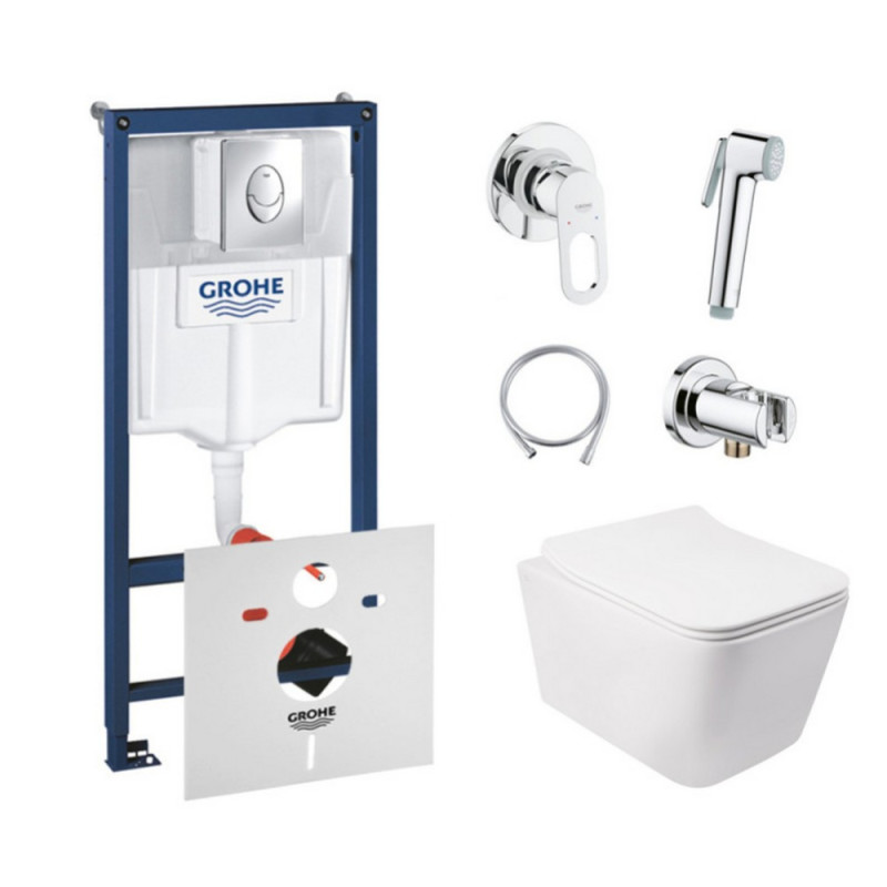 

Комплект инсталляция Grohe Rapid SL 38721001 и унитаз с сиденьем Qtap Crow QT05335170W + набор для гигиенического душа со смесителем Grohe BauLoop 111042 (SD00038288)