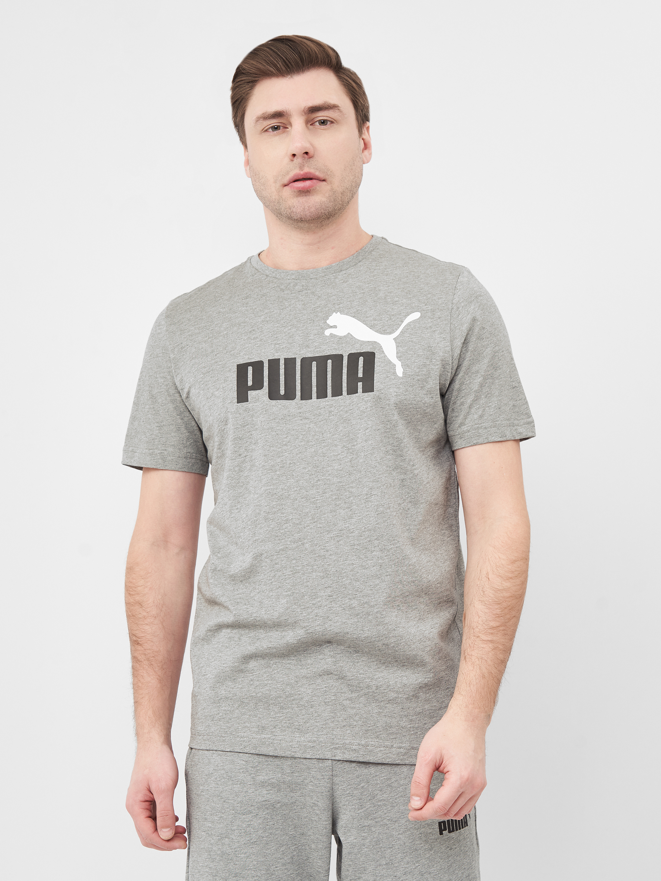 Акція на Футболка довга чоловіча Puma Ess+ 2 Col Logo Tee 58675903 L Сіра від Rozetka