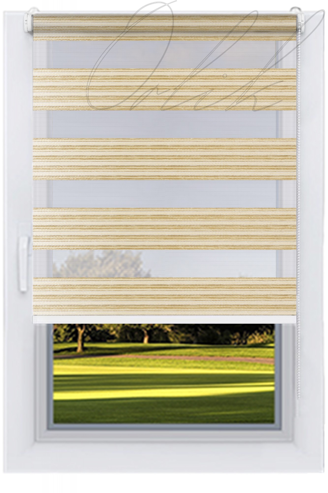 

Ролета тканевая DECOLUX 120х200 Меланж Шампань Д-Н вал 25 белый