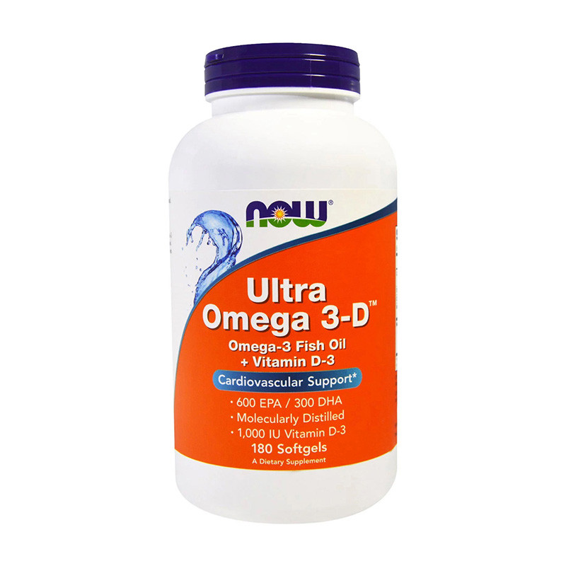 

Жирные кислоты Ультра Омега 3-D рыбий жир Нау Фудс / Now Foods Ultra Omega 3-D (180 softgels)