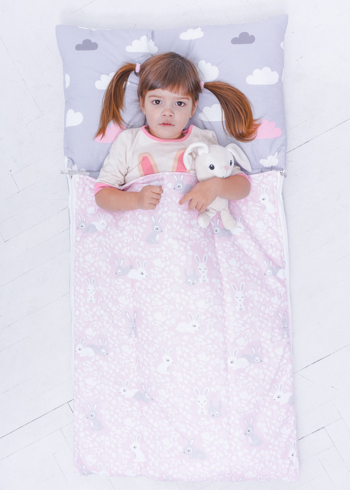 

Спальний мішок дитячий, сліпик Nighty Night Зайчики рожеві М 140х70 см
