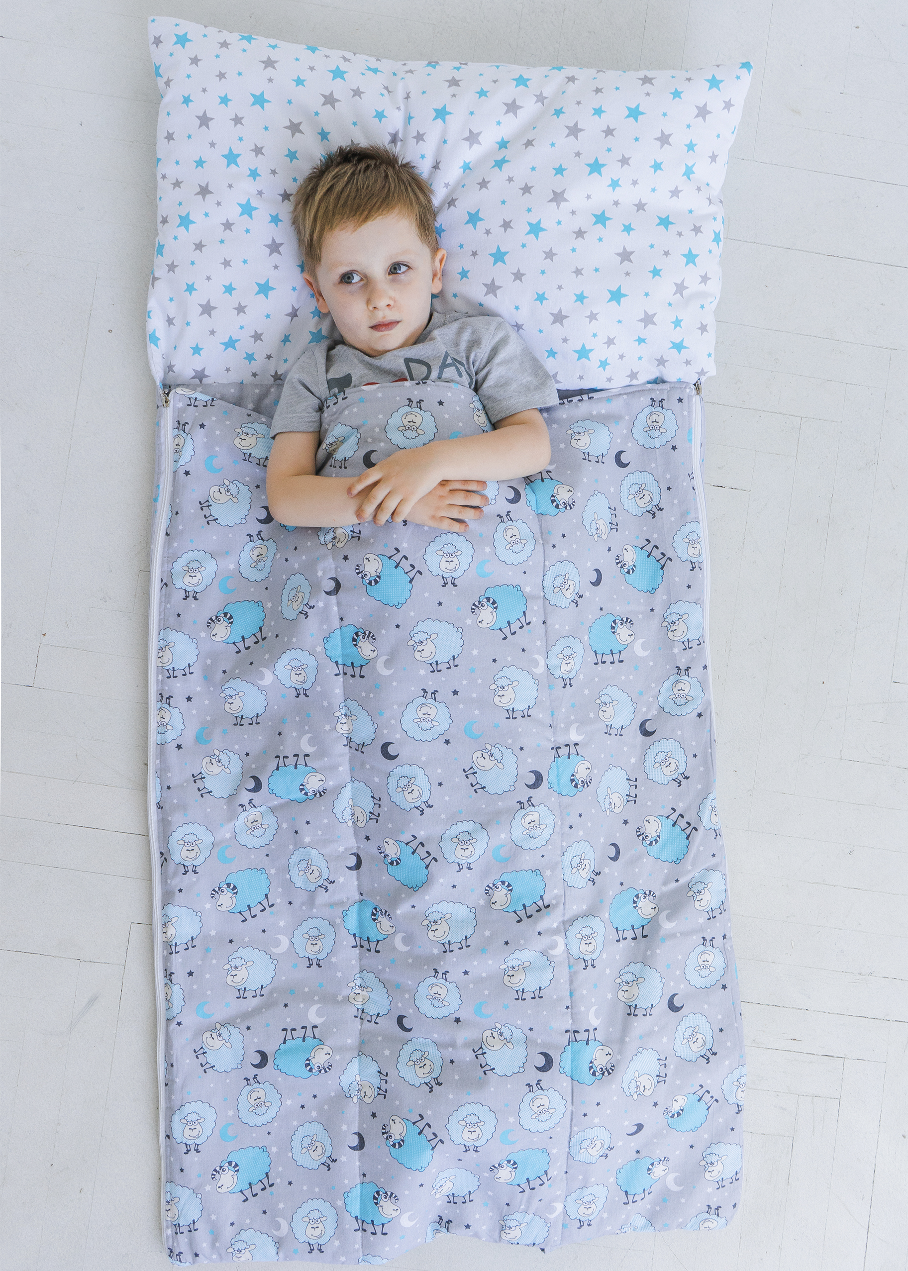 

Спальний мішок дитячий, слипик Nighty Night Барашки бирюза L 170х70 см