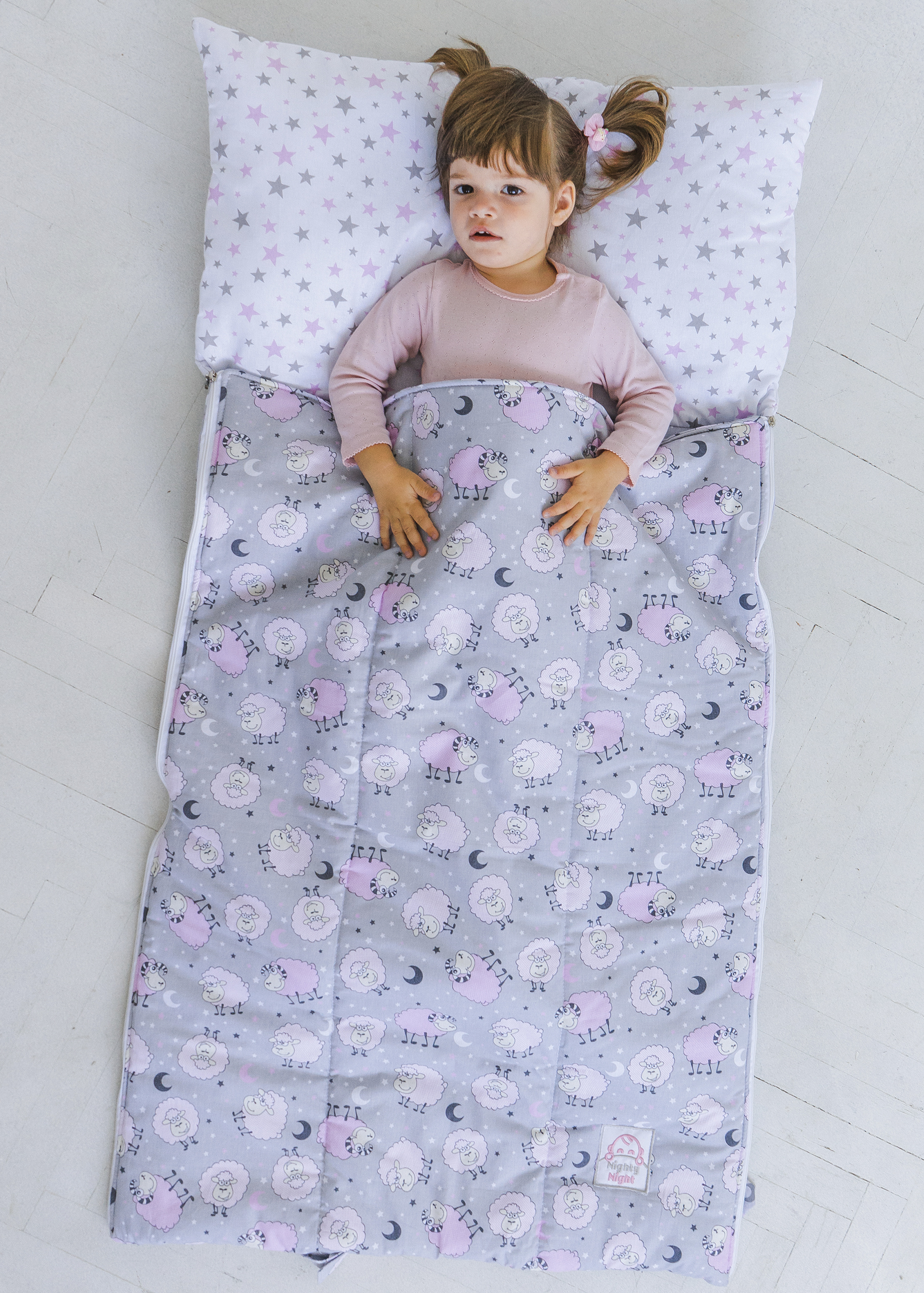 

Спальный мешок детский, слипик Nighty Night Барашки розовые S 120х60 см