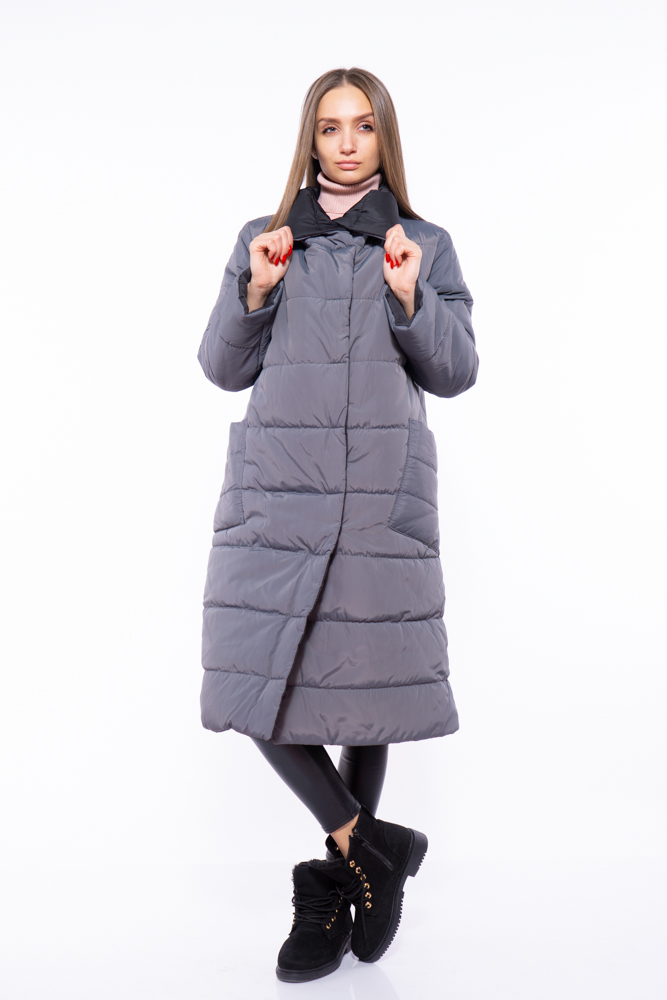 

Пальто женское двустороннее Time of Style 110P042 M-L Серо-черный