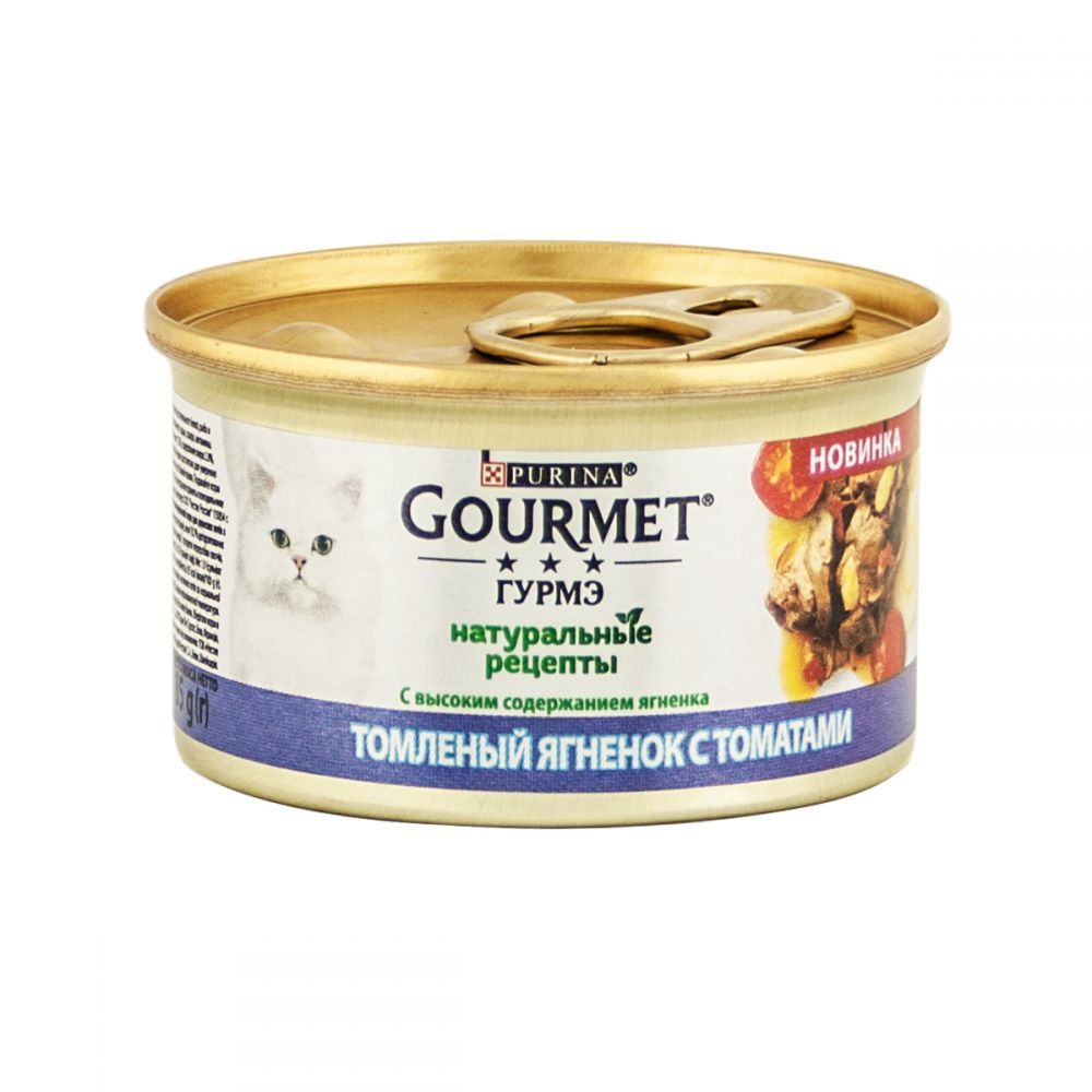 

Консервований корм Purina Gourmet Натуральні рецепти з ягням та томатами для котів 85 гр. х 12 шт. (7613038041834)