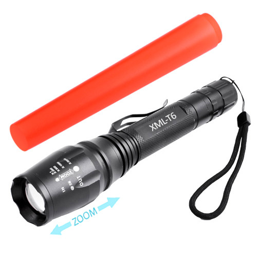 

Фонарь Police 8668-T6, ЗУ 220V, 2x18650/6xAAA, zoom, красный диффузор, Box. 32303