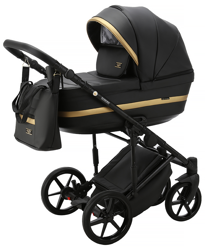 

Детская коляска 2 в 1 с люлькой и прогулочная для новорожденных трансформер Adamex Rimini ECO кожа 100% RI-203. 31065