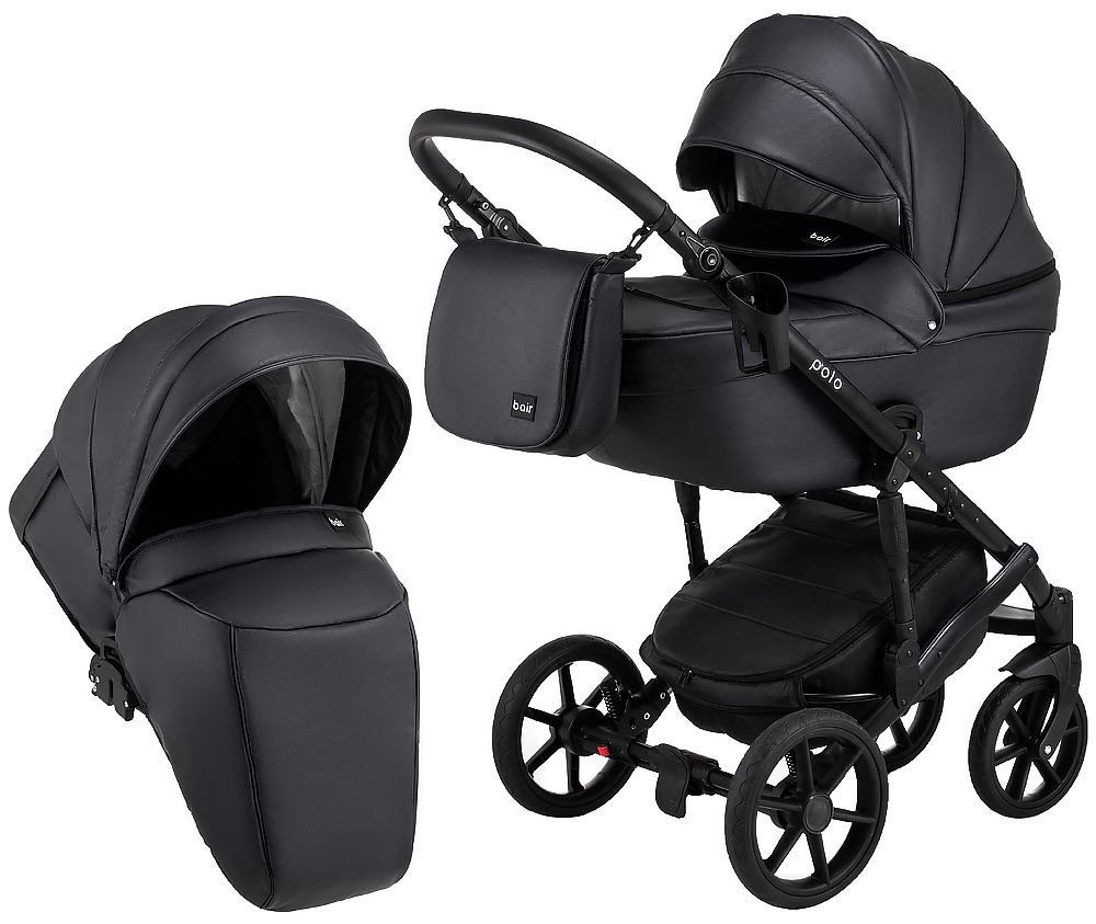 

Коляска 2 в 1 Bair Polo (Black) кожа 100% 32. 34005