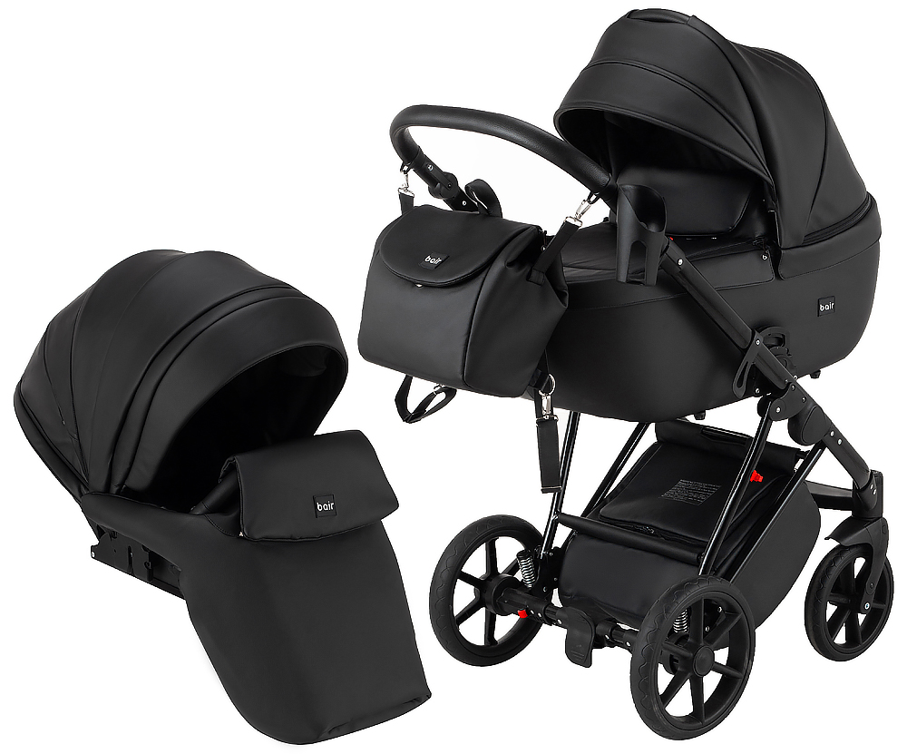 

Коляска 2 в 1 Bair Infinity кожа 100% BI-2230-AMO black (черный). 33901