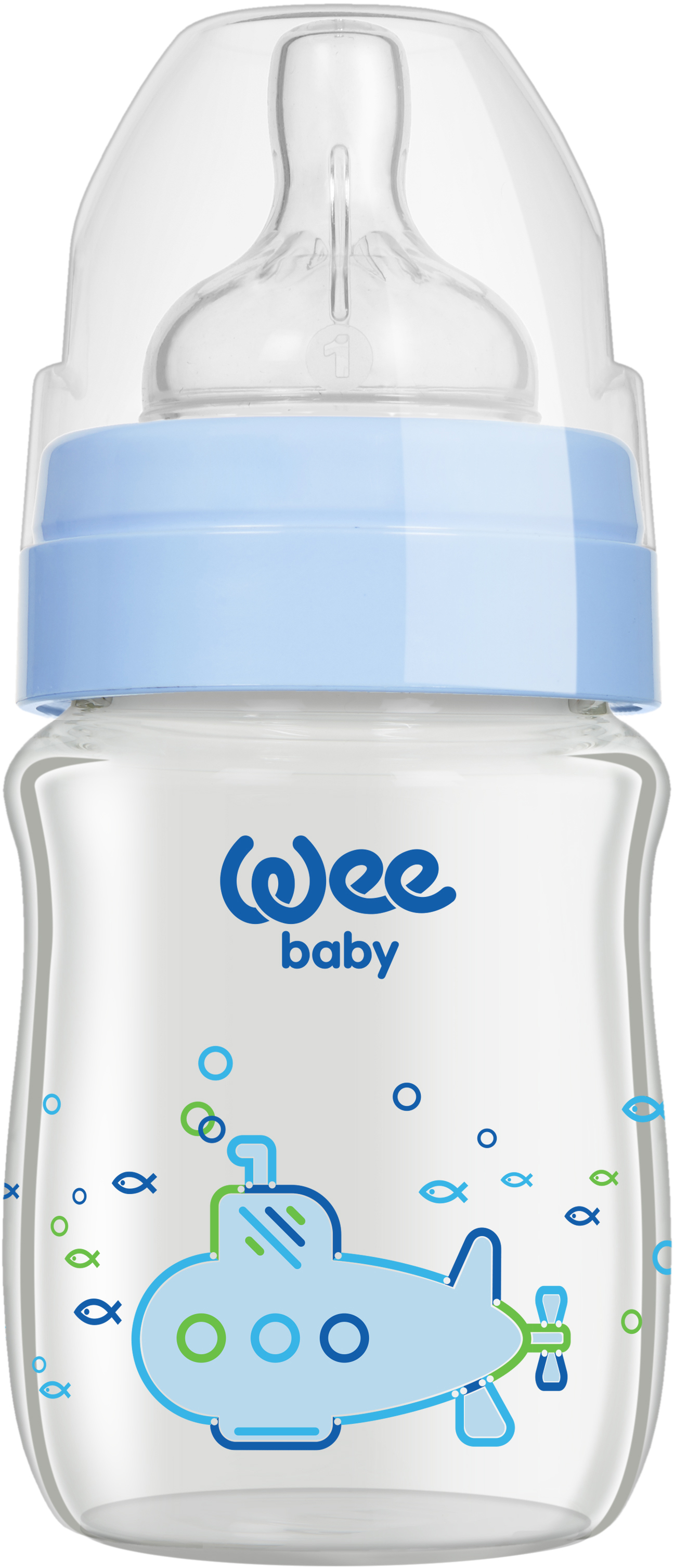 

Бутылочка для кормления Wee baby Classic Plus из термостойкого стекла с рисунком от 0 до 6 месяцев 120 мл Синяя (139-blue)