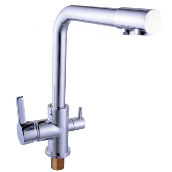 

Смеситель кухонный GLLR-0444 CHROM LAZER ХРОМ Globus Lux комбинированный под ОСМОС на гайке