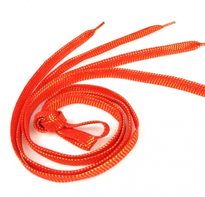 

Обувные шнурки V-tie с люрексовой нитью, длина 120см, ширина 1 см, красные