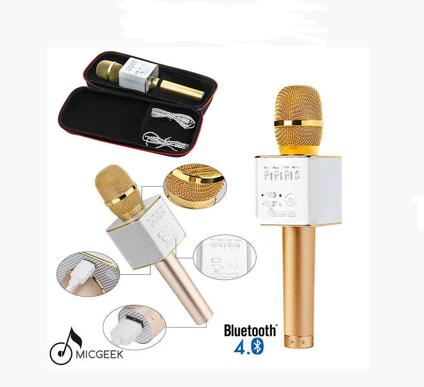 

Беспроводной Bluetooth караоке-микрофон Q9 gold в чехле, USB