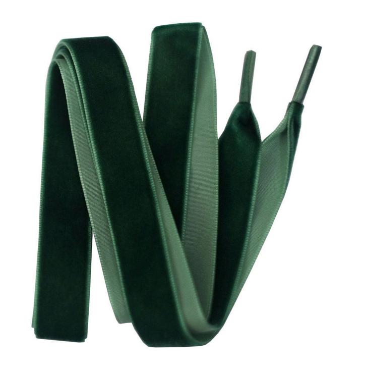 

Бархатные обувные шнурки V-tie 1,6 см ширина, 120см длина, т.зеленые