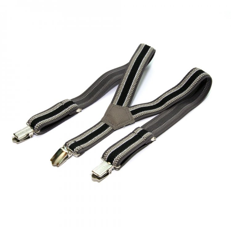 

Детские подтяжки Gofin suspenders Cтрейч-ткань Полосатые Серо-черный (Pbd-0103) 5247969