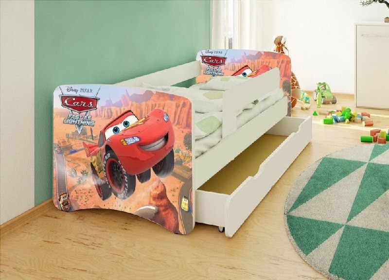 

Дитяче ліжко Happy Babу Тачки 70*140 з шухлядою та бортиком