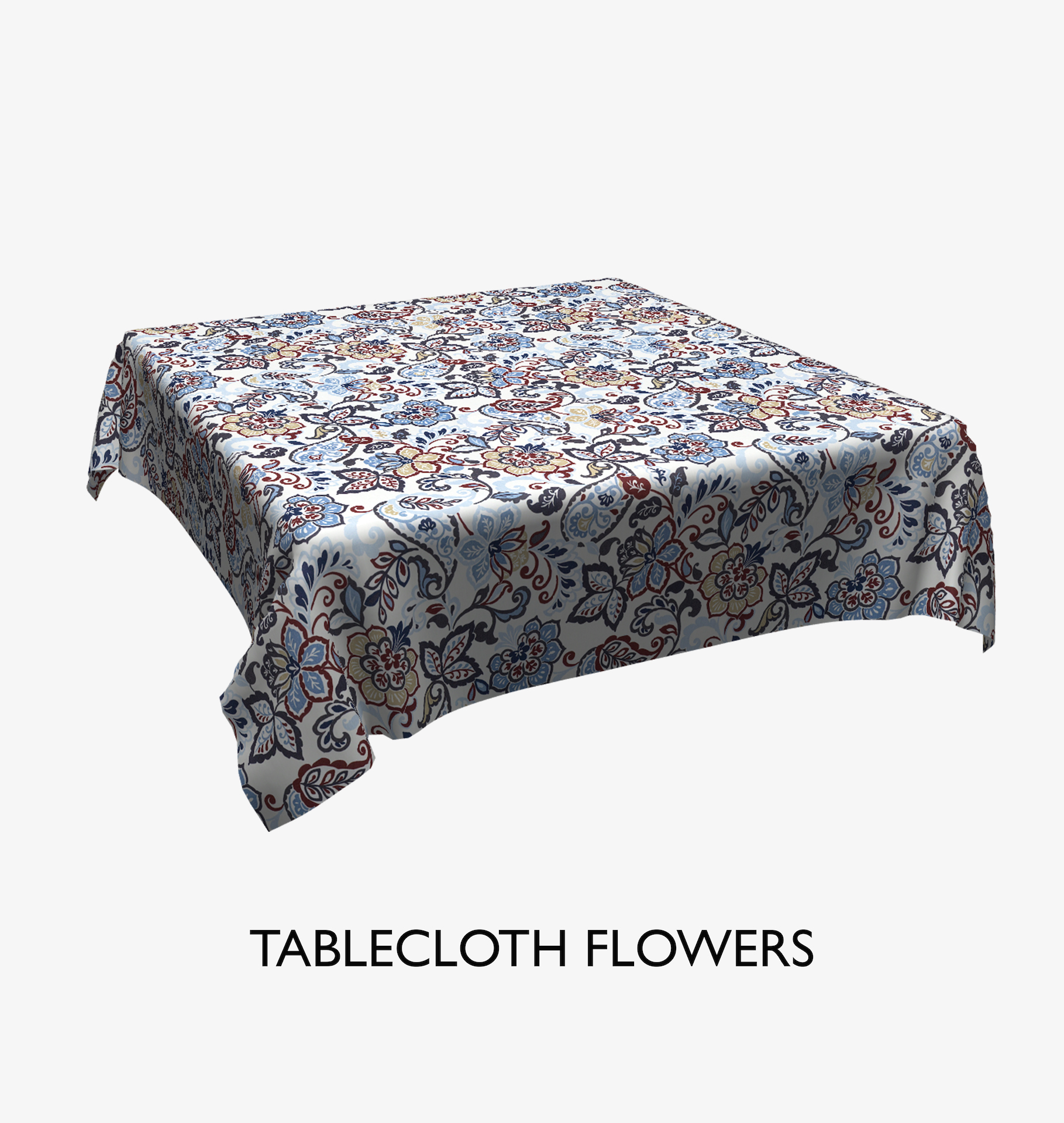 

Скатерть на стол из ткани хлопок с мелким синим цветочным узором на белом BIG YETI 140х240 см (sk-111064v3)