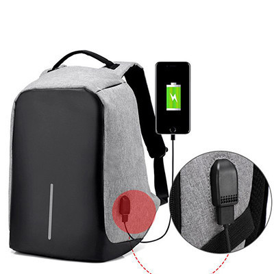

Рюкзак с защитой от карманников и USB портом Bobby Gray Black