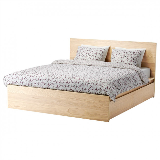 

Каркас кровати с 4 ящиками IKEA MALM 140x200 см Дубовый шпон беленый 290.274.19