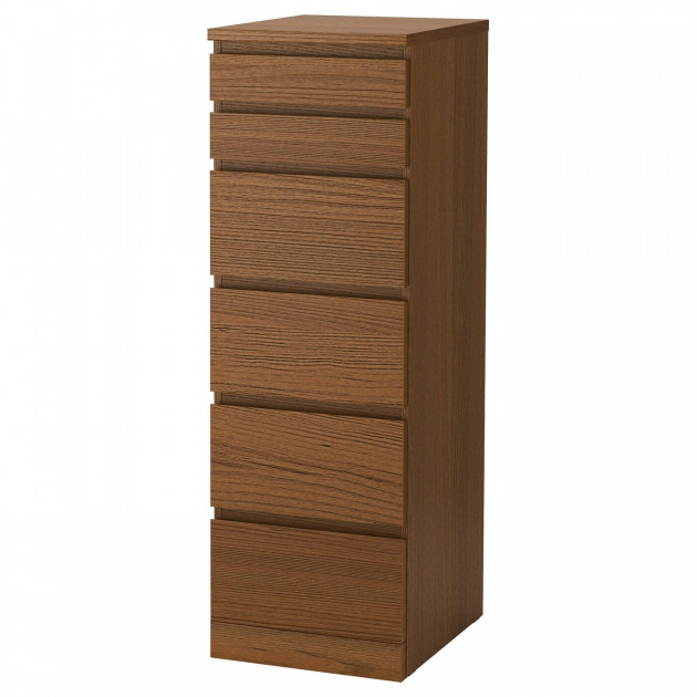 

Комод IKEA MALM с 6 ящиками коричневая морилка ясеневый шпон зеркальное стекло 104.035.91