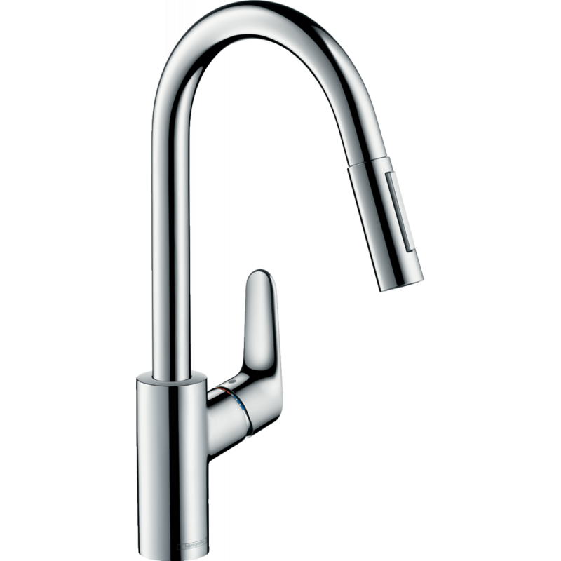 

Смеситель Hansgrohe Focus M41 2Jet для кухонной мойки с выдвижным душем sBox, хром 73880000