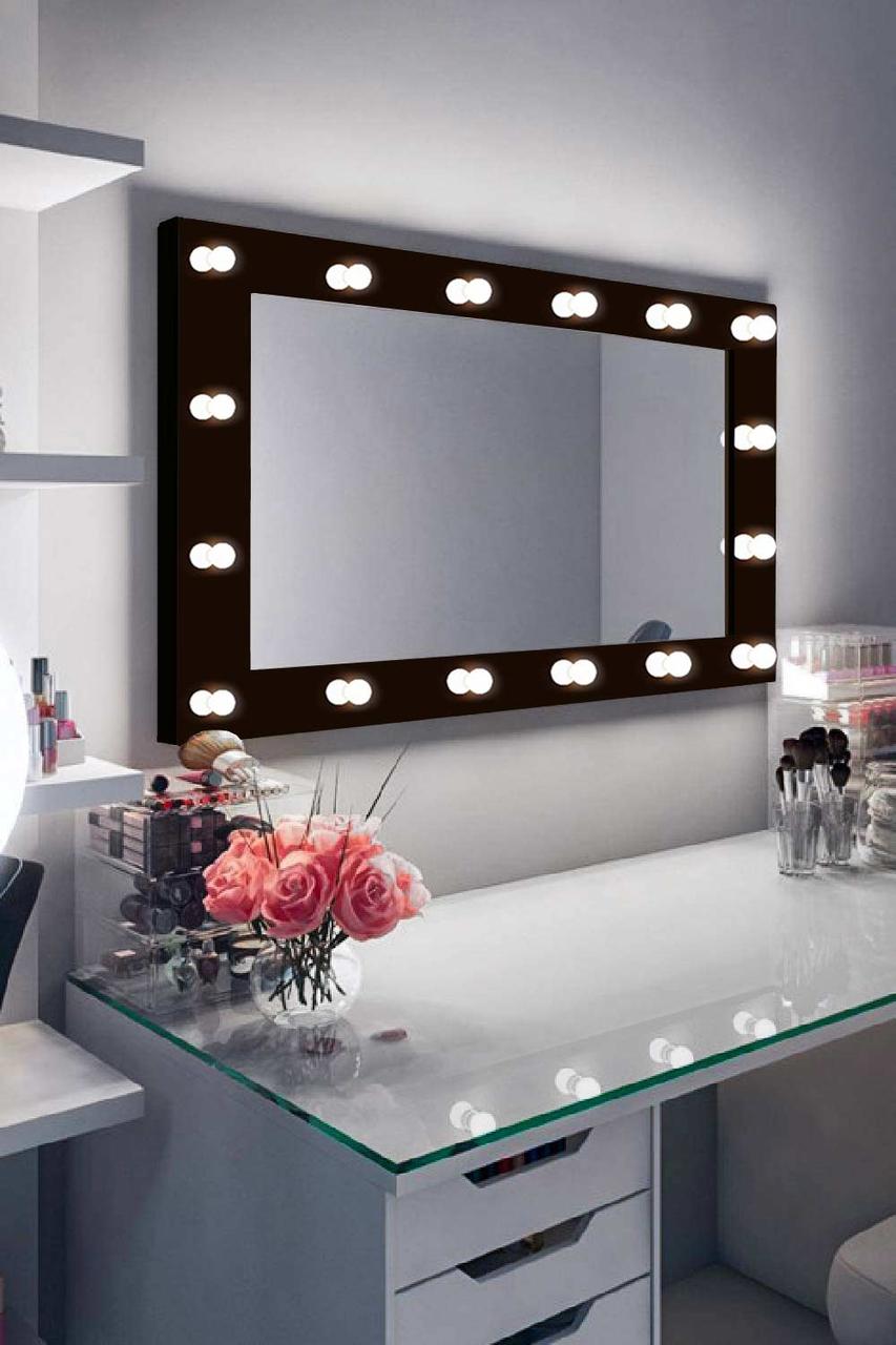 

Зеркало гримерное для макияжа HOLLYWOOD Mirrors 100х70 настенный Шоколадный матовый RD (hmr1-22)