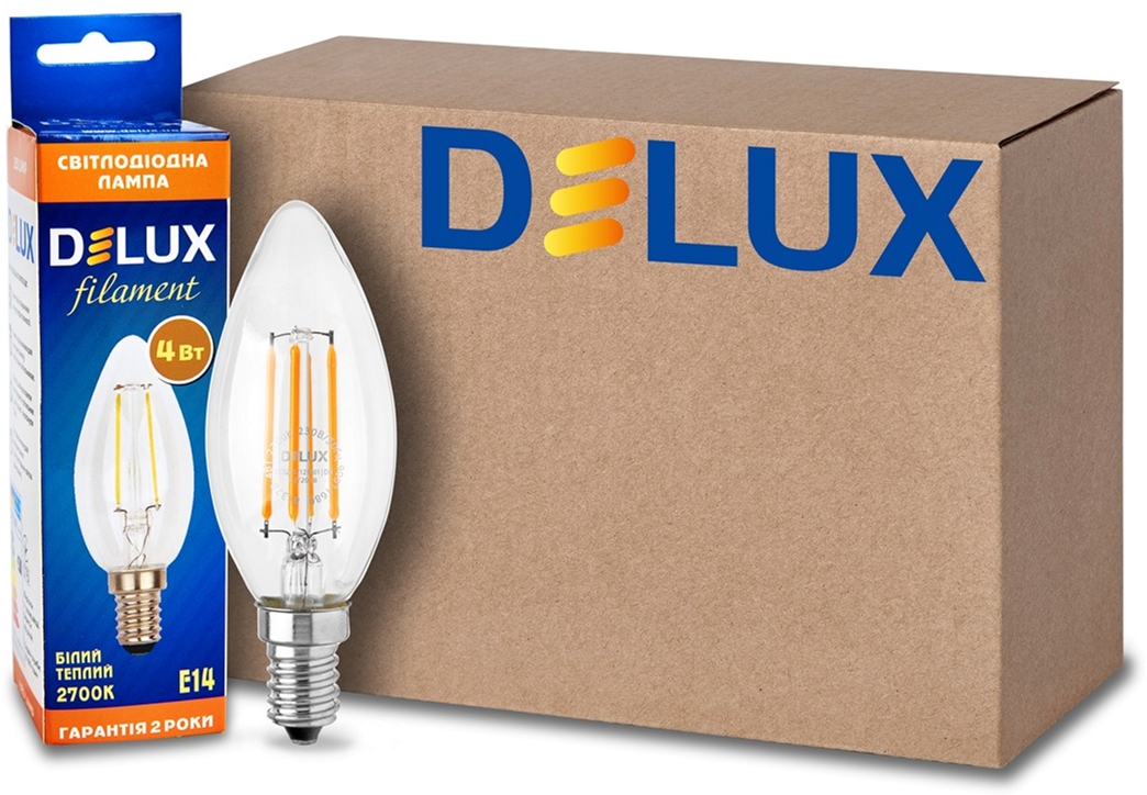 

Светодиодная лампа Delux BL37B 4W (410lm) 4000K 220V E14 filament (90017538) - 10 шт