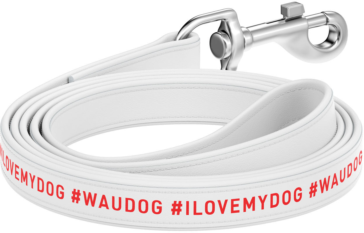 

Поводок для собак кожаный Collar WAUDOG Design, рисунок "я люблю свою собаку", L-XL, Ш 25 мм, Дл 122 см