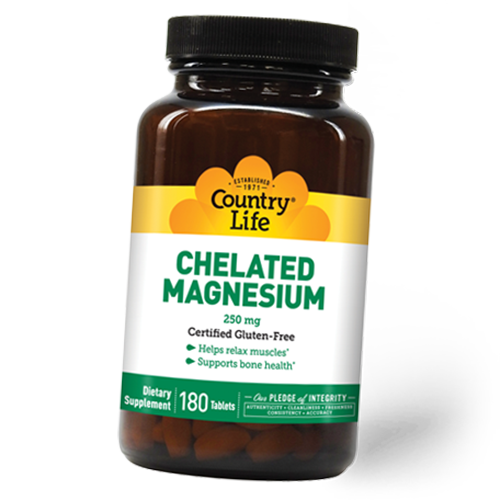 

Магний Хелат, Chelated Magnesium 250, Country Life 180таб (36124105)