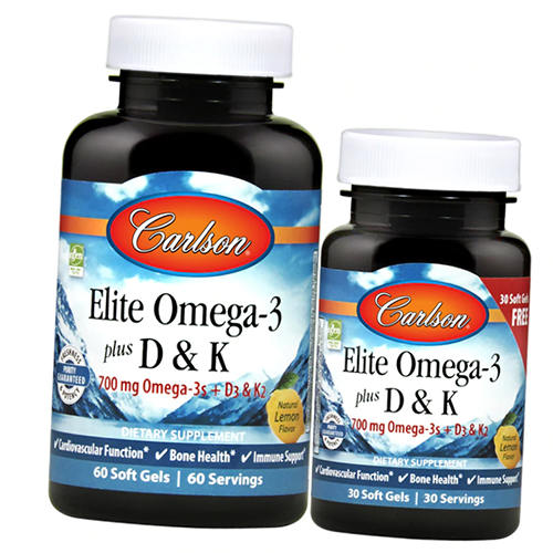 

Elite Omega-3 + D & K Carlson Labs 90гелкапс Лимон (67353029)