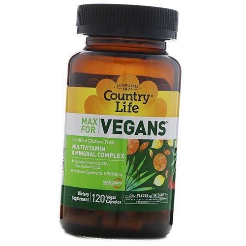 

Витамины для вегетарианцев, Max for Vegans, Country Life 120вегкапс (36124100)