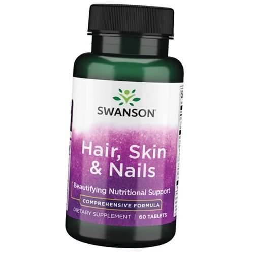 

Комплекс для кожи, волос и ногтей, Hair, Skin & Nails, Swanson 60таб (36280062)
