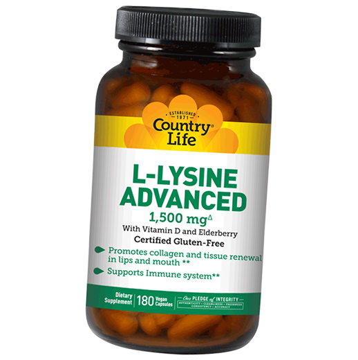 

Л Лизин, L-Lysine Advanced 1500, Country Life 180вегкапс (27124008)