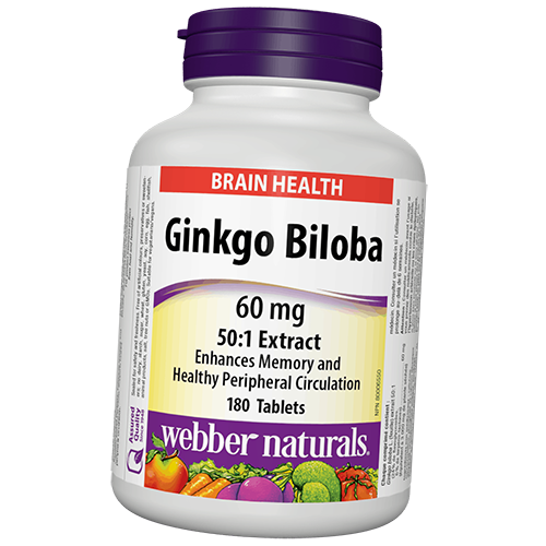 

Экстракт Гинкго Билоба, Ginkgo Biloba 60, Webber Naturals 180таб (71485004)