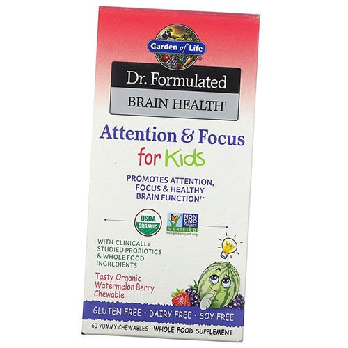 

Brain Health Attention & Focus for Kids Garden of Life 60таб Арбуз-ягоды (71473003)