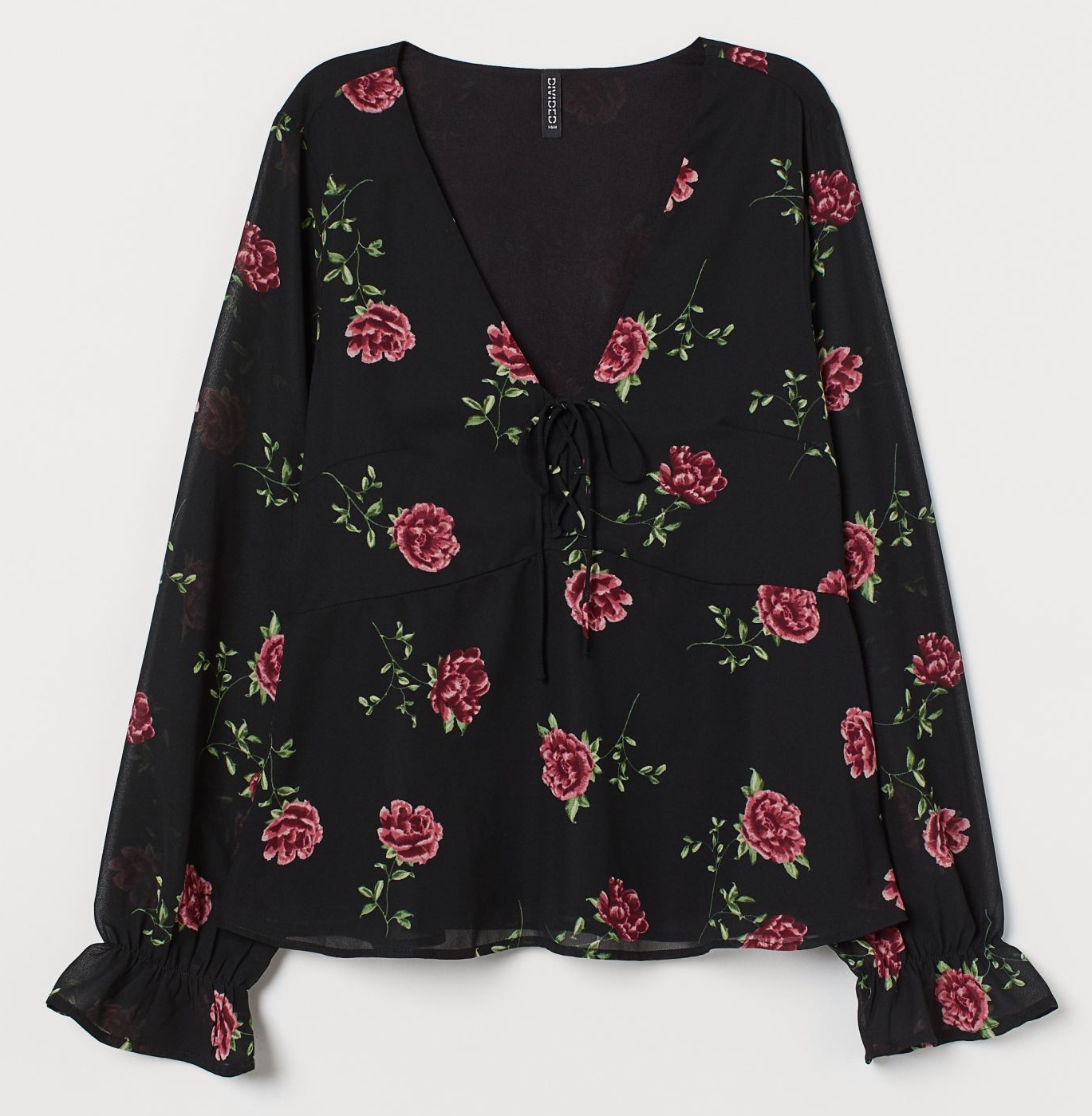 

Блузка H&M 7643450dm  Черная в цветы, Блузка H&M 7643450dm 34 Черная в цветы