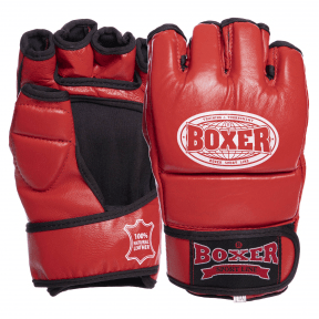 

Шкіряні рукавички для змішаних єдиноборств ММА BOXER Гібридні Професійні Червоний (05020-02) M