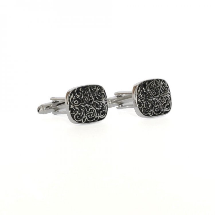 

Запонки Handmade С Серебристым Узором Черные Zph-1079 158020