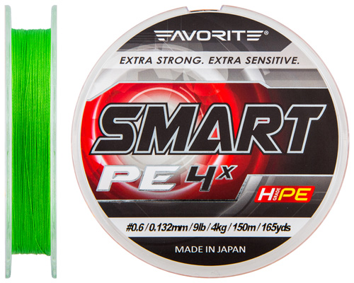

Шнур Favorite Smart PE4 150m #0.5/0.117мм Green