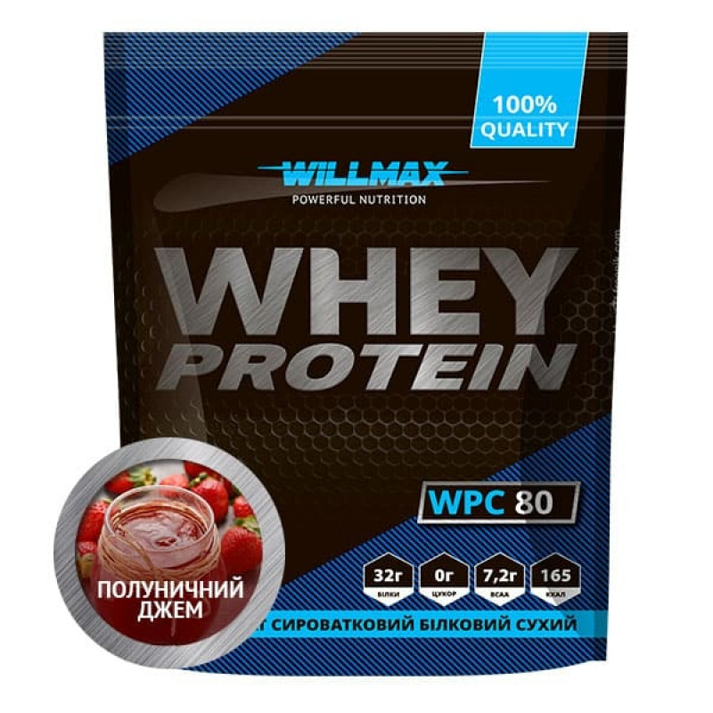 

Протеин Willmax Whey Protein 80% 920г Клубничный Джем