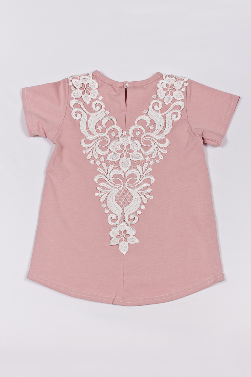 

Футболка Little Bunny с кружевной аппликацией 86см Пудровая