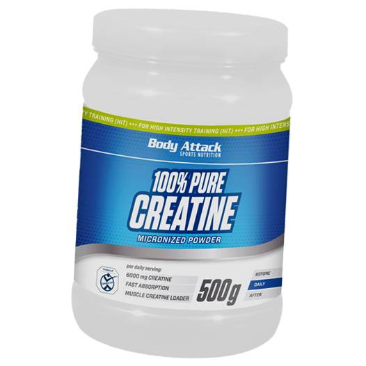 

Креатин Моногидрат, 100% Pure Creatine Powder, Body Attack 500г Без вкуса (31251002)