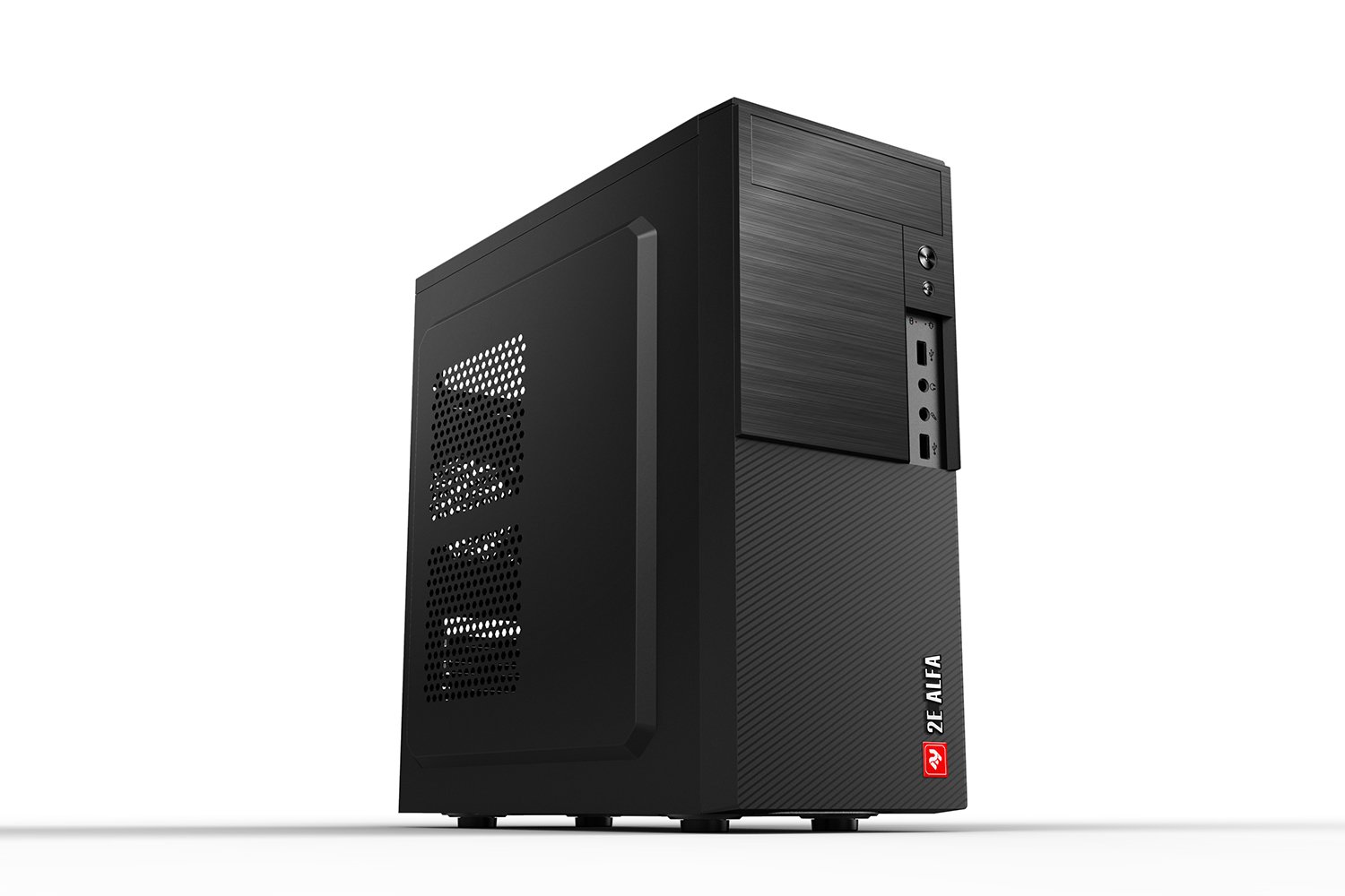 

Корпус 2E ALFA (Е190) MidT,2*USB3.0, сталь(боковая панель), без БП,черный.