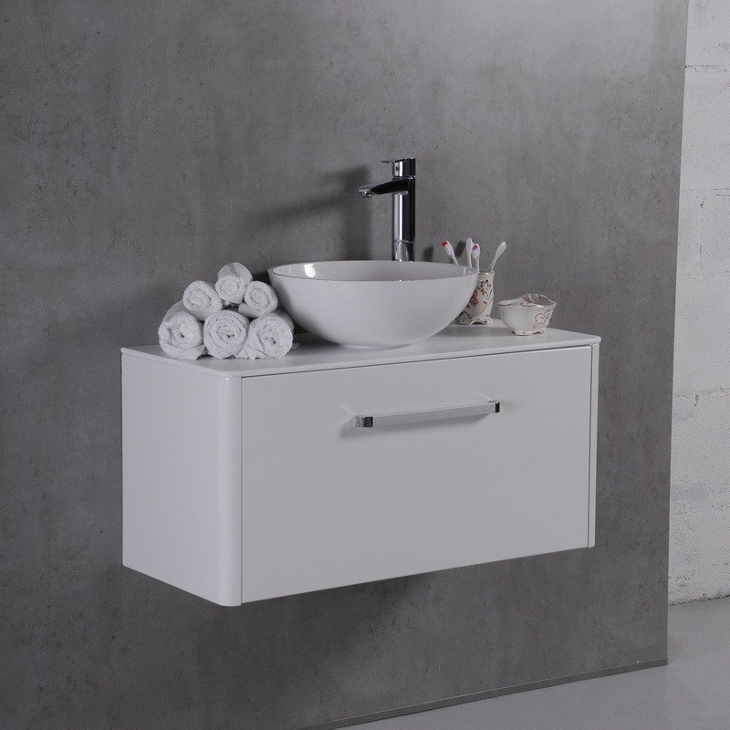 

Тумба Fancy Marble FIJI 90 (Fiji 90 + 0304101) белая с каменной столешницей и умывальником Mona 420 (19010)